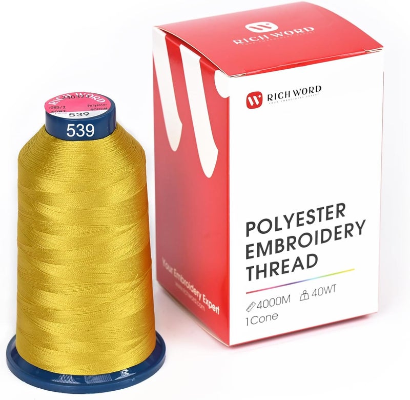Poolin Richword Selected Yellow Embroidery Thread 4000M(4374Y) 40WT Polyester Thread 100 Colors Selected for Commercial Multi Needles and Single Needle Embroidery Machine 0539 - Image 1